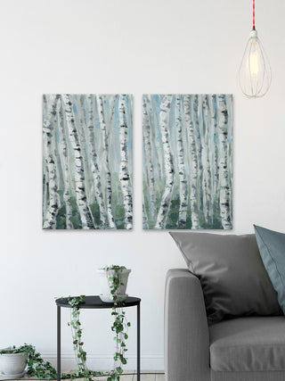 Skinny Tree Trunks III Diptych, 16"x12"