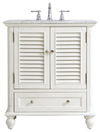 Home Living Single Bathroom Vanity, Antique White, 30"