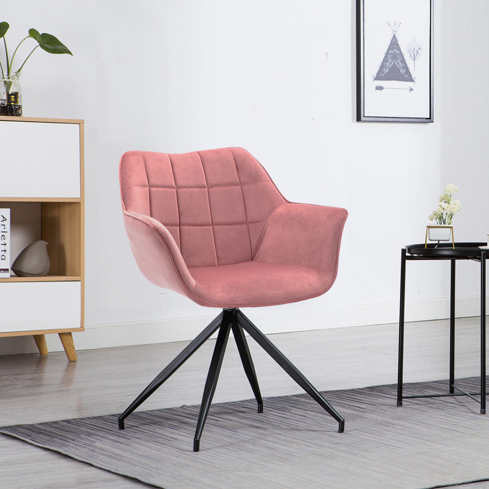 Square Tufted Spider Legs Velvet Accent Chair, Pink