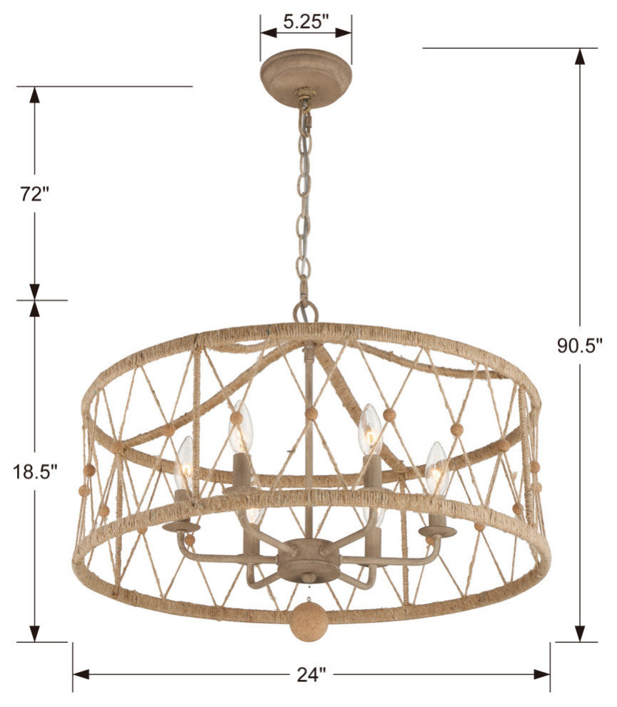 Brixton 6 Light Burnished Silver Chandelier