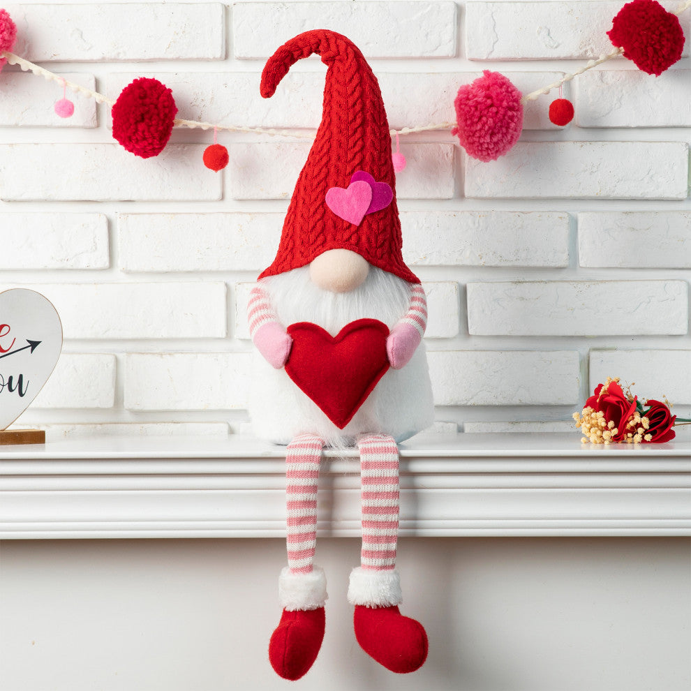 28.25'' Fabric Valentine's Gnome Shelf Sitter With Dangling Legs