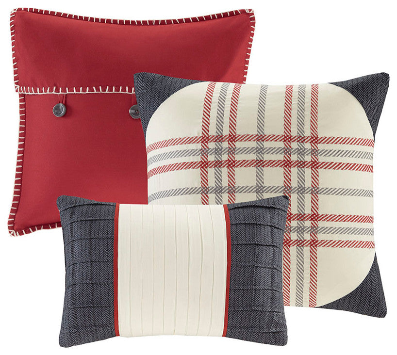 Madison Park Ridge 6 Piece Printed Herringbone Quilt Set With Throw Pillows