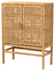 Vivan Bohemian Natural Brown Rattan and Mahogany Wood 3-Shelf Storage Cabinet