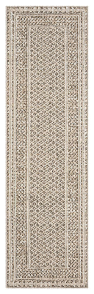 Resort Border Area Rug, Beige, 2'2"x7'6"