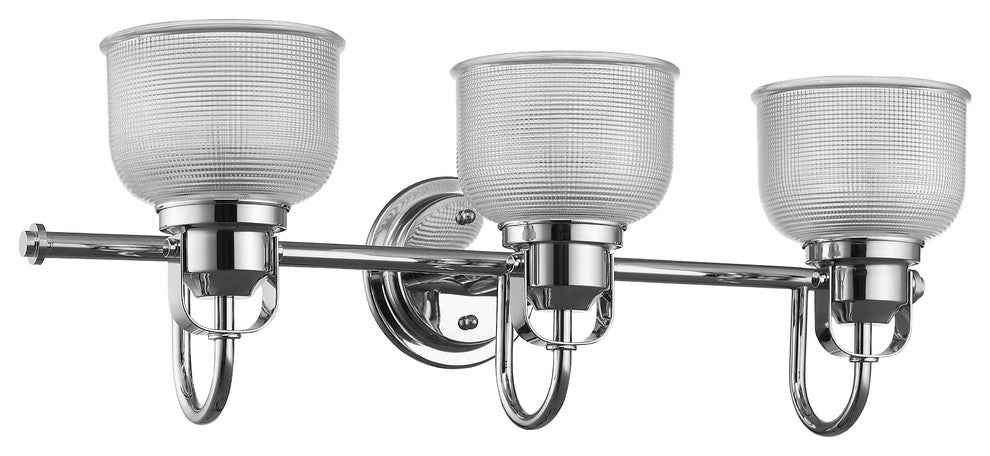 LUCIE Industrial-style 3 Light Chrome Finish Bath Vanity Wall Fixture Clear Pris