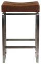 Cortesi Home Isis Counter-Height Stool, Brushed Stainless Steel, Brown