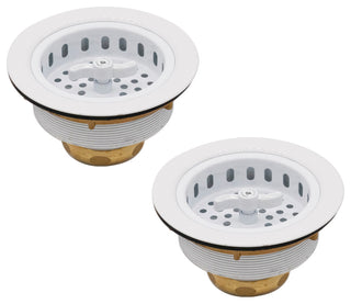 Two Wing Nut Style Large Kitchen Basket Strainer, Polished Brass, Powder Coat White