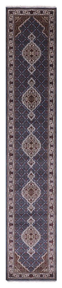 Runner Persian Tabriz Hand-Knotted Wool and Silk Rug 2' 7" X 14' 0" Q8950
