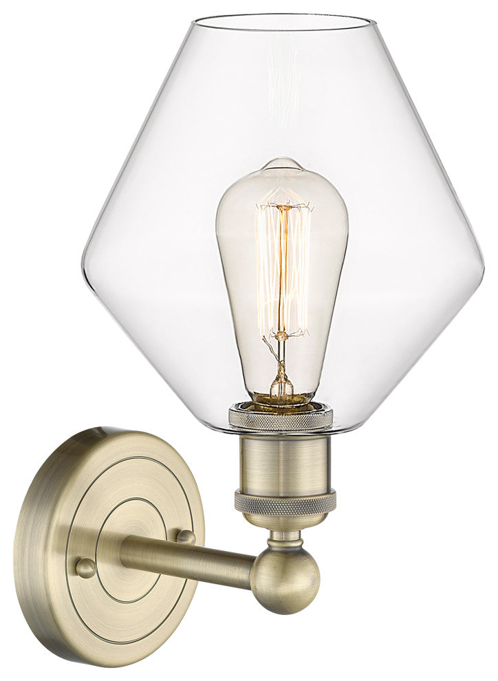 Edison Cindyrella 1-Light 8" Sconce, Antique Brass, Clear Shade
