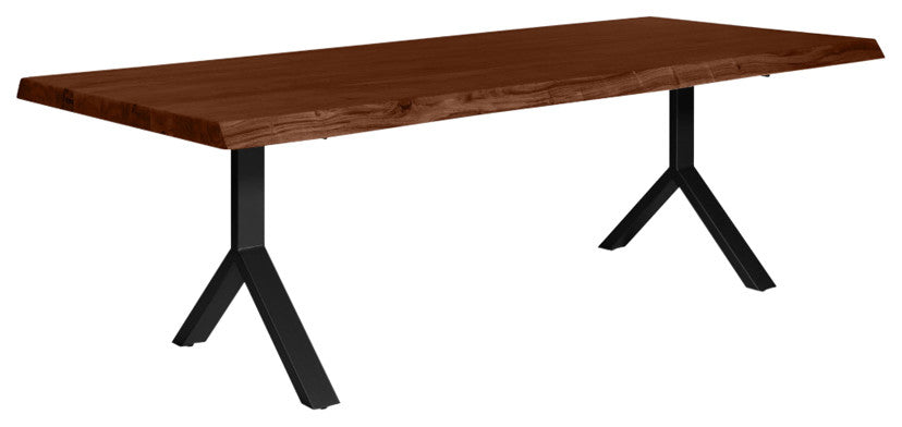 Brooks Dining Table, Y Base, 40"x92", Americano Top, Black Base