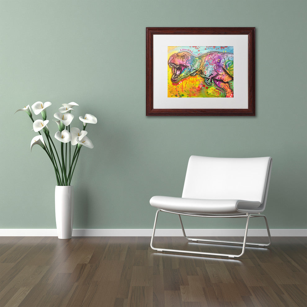 Dean Russo 'T Rex 2' Art, Wood Frame, White Mat, 20x16