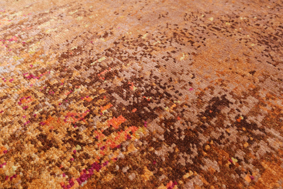 Runner Abstract Hand-Knotted Silk Rug 3' 1" X 12' 1" Q9089