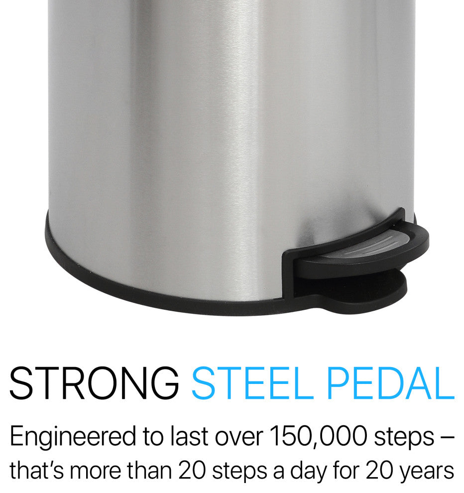 Happimess Oscar 30L and 5L Step-Open Trash Can, Stainless Steel and Black