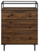 Miller Modern Glass Top 3 Drawer Accent Console - Dark Walnut