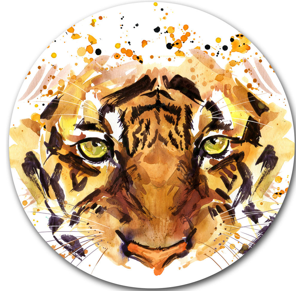Eyes With Fire, Animal Round Wall Art, 38"