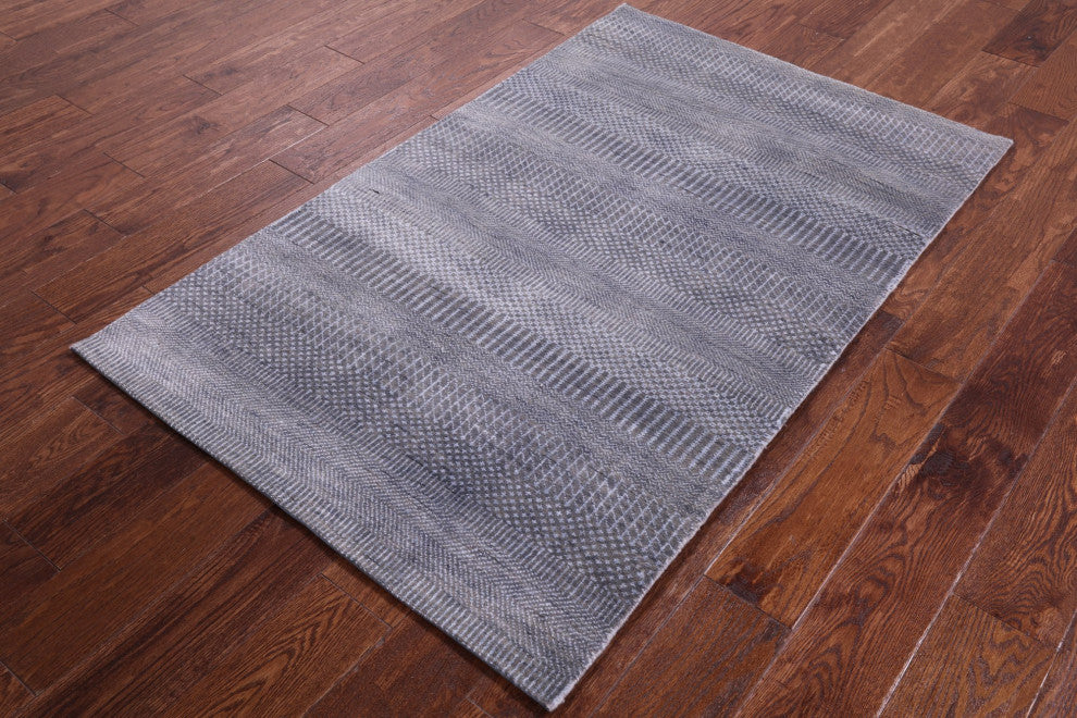 Savannah Grass Handmade Wool and Silk Rug 3' 1" X 4' 11" Q11519