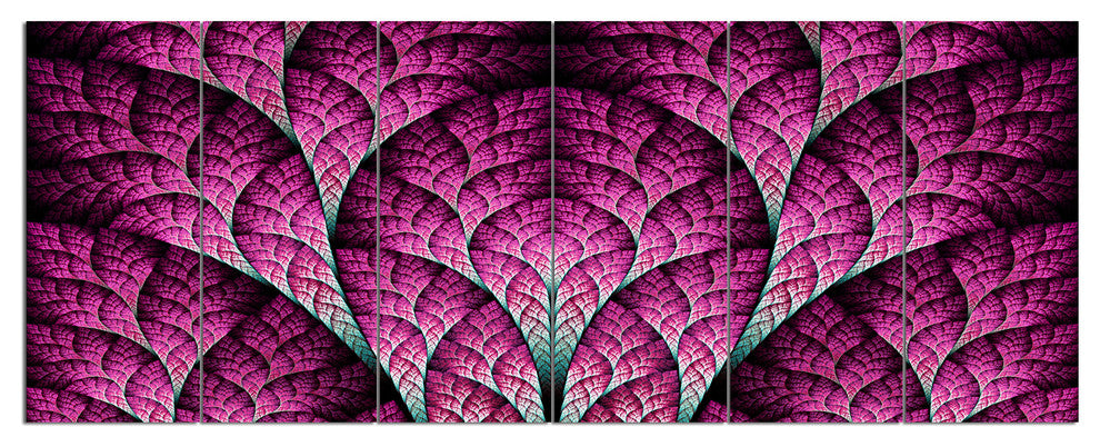Exotic Pink Biological Organism, Abstract Art on Canvas, 70"x28", 6 Panels