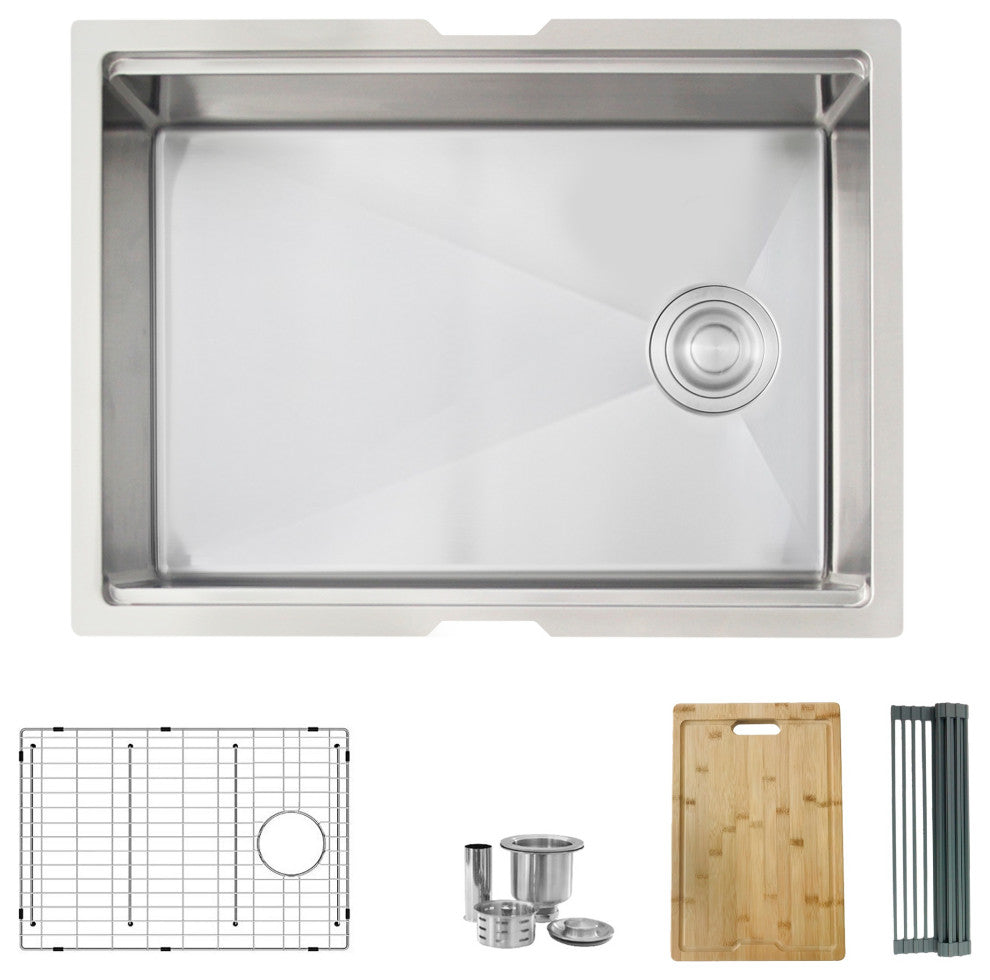 STYLISH 25 L x 19 W-inch Undermount Single Bowl 16G Kitchen Sink Workstation