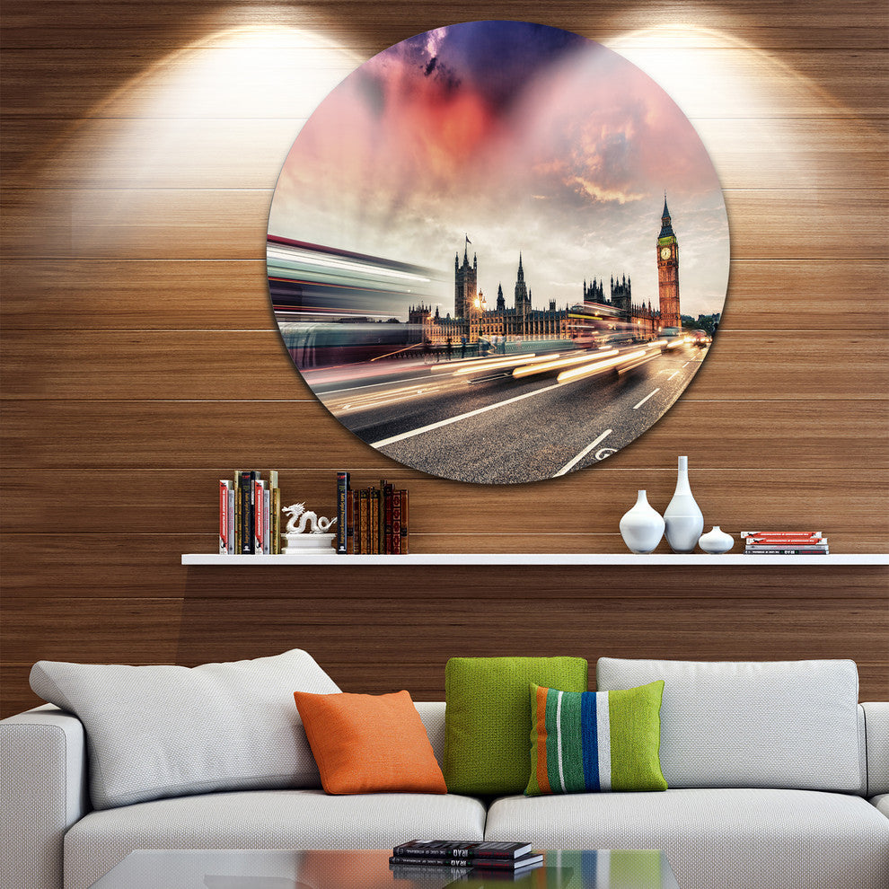 London Westminster Bridge, Cityscape Photo Disc Metal Artwork, 11"