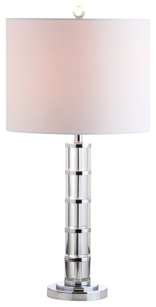 Hailey 26" Crystal Table Lamp, Clear and Chrome