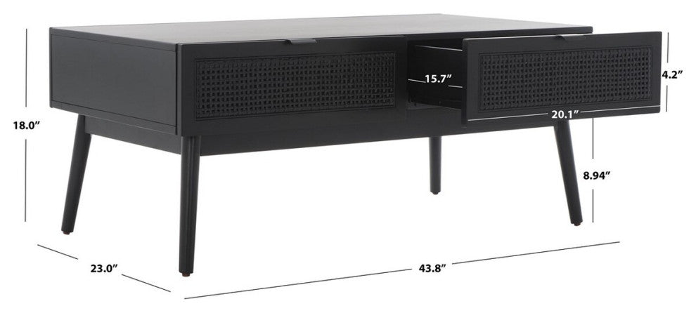 Safavieh Baisley 2 Drawer Coffee Table, Black