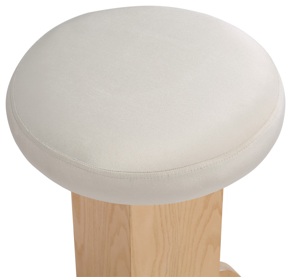 Wyatt Velvet Upholstered Stool, Cream