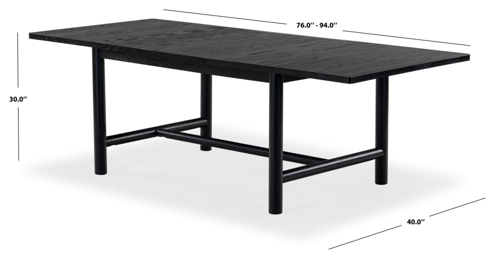 Safavieh Couture Jaylessa Wood Extendable Dining Table, Black