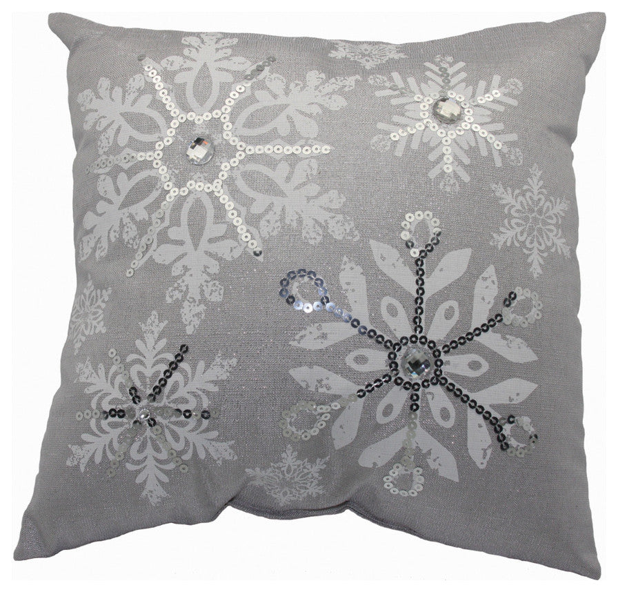 Glistening Snow Christmas Pillow, 14"x14"