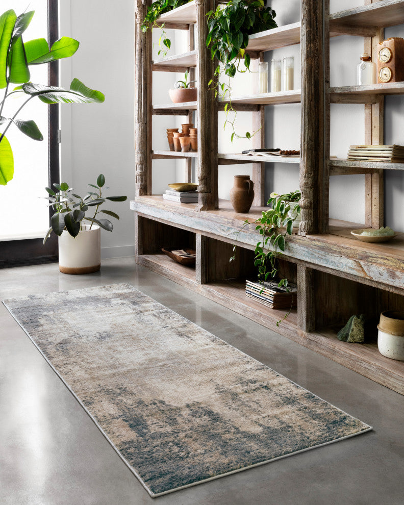 Teagan TEA-08 Area Rug, Ivory/Mist, 2'8"x10'6"