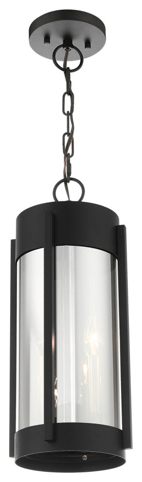Sheridan 2 Light Black/Brushed Nickel Candles Medium Outdoor Pendant Lantern