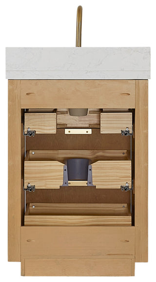 Vinnova Cadiz Bath Vanity, Composite Stone Top, Washed Ash Grey, 24", No Mirror