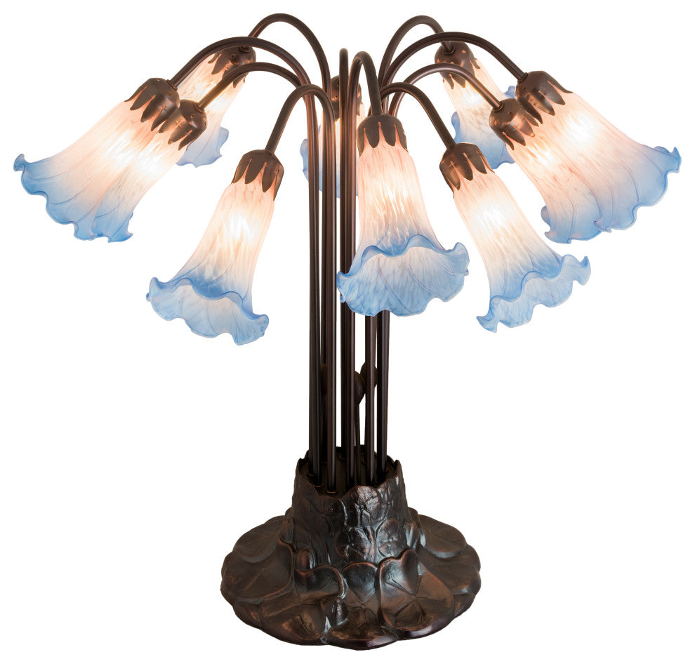 Meyda Lighting 14451 22"H Pink/Blue Pond Lily 10 LT Table Lamp