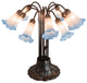 Meyda Lighting 14451 22"H Pink/Blue Pond Lily 10 LT Table Lamp