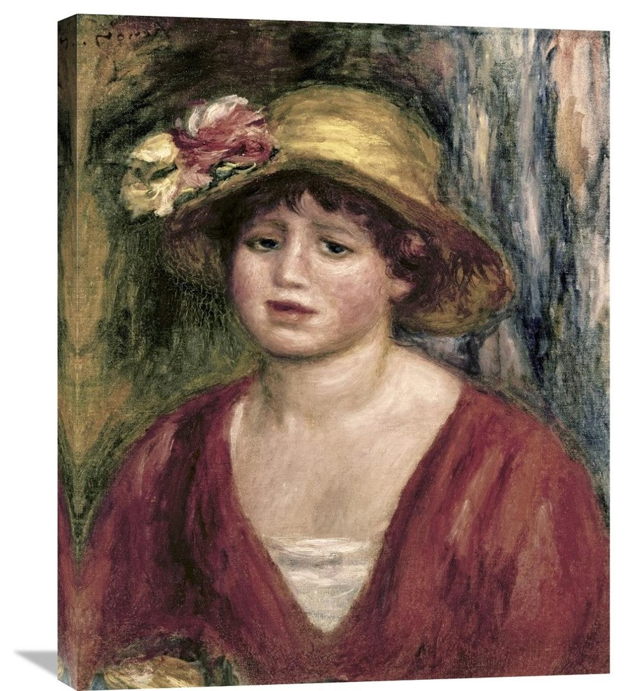 "Young Girl In a Red Dress" Canvas Giclee by Pierre-Auguste Renoir, 24"x30"