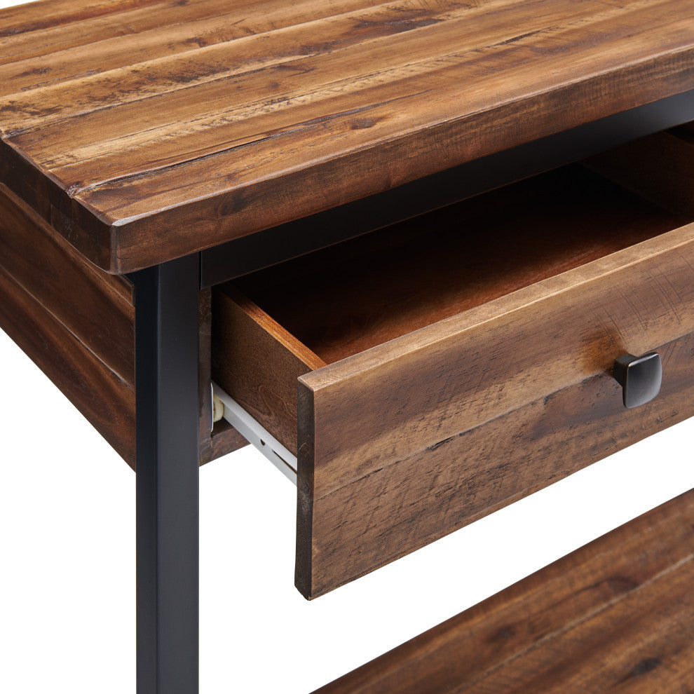 Claremont 43"L Rustic Wood Console Table, Two Drawers and Low Shelf