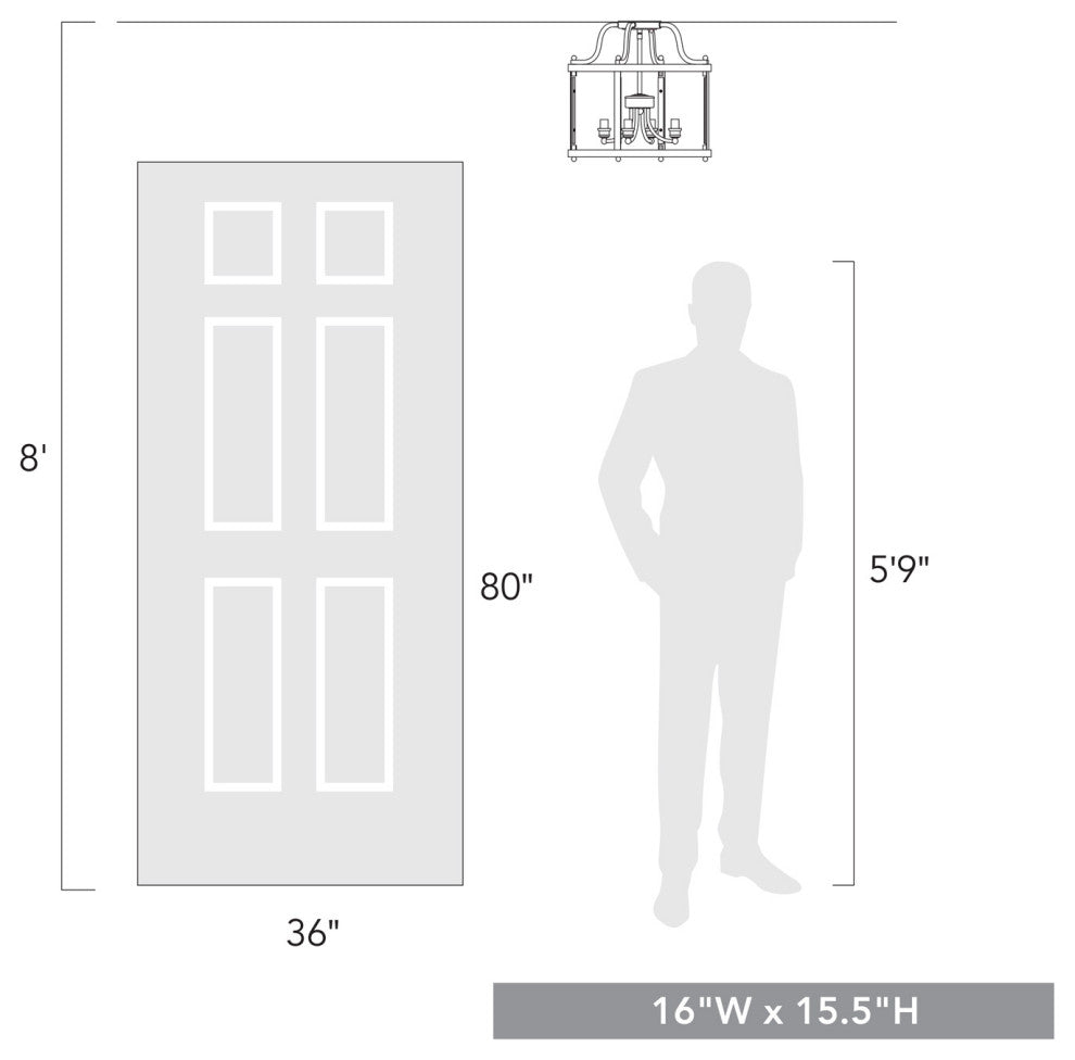 Golden Lighting 1157-SF Payton 4 Light 16"W Semi-Flush Ceiling - Matte Black