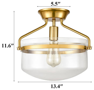 Modern Mid-Century Gold Clear Glass Ceiling Lights Brass