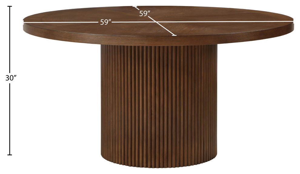 Belinda Beech Wood Dining Table, Brown, 59"Wx59"Dx30" H
