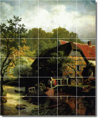 Andreas Achenbach Country Painting Ceramic Tile Mural #48, 21.25"x25.5"