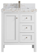 Nashville 30" Single Sink Bath Vanity, White 2" Viola Gold