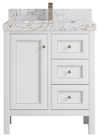 Nashville 30" Single Sink Bath Vanity, White 2" Viola Gold