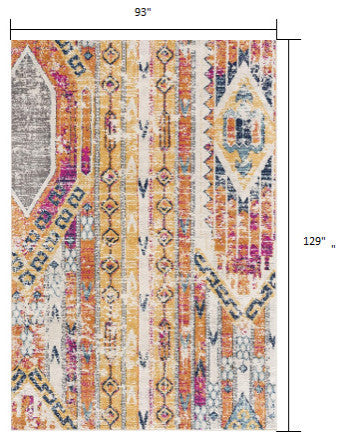 8'x10' Gold and Ivory Southwestern Area Rug