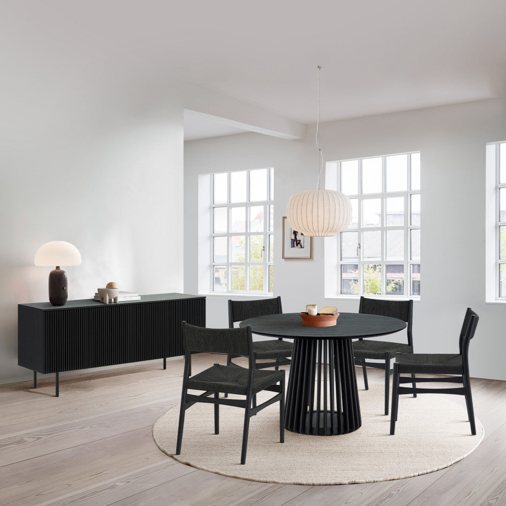 Pasadena 4 Door Wood Buffet Cabinet With Black Oak Finish