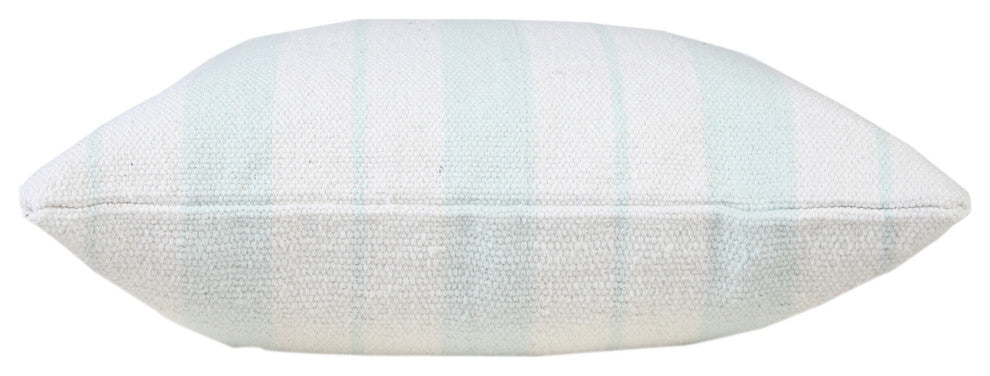 Ox Bay Handwoven Baby Blue/White Stripe Organic Cotton Pillow Cover, 20"x20"
