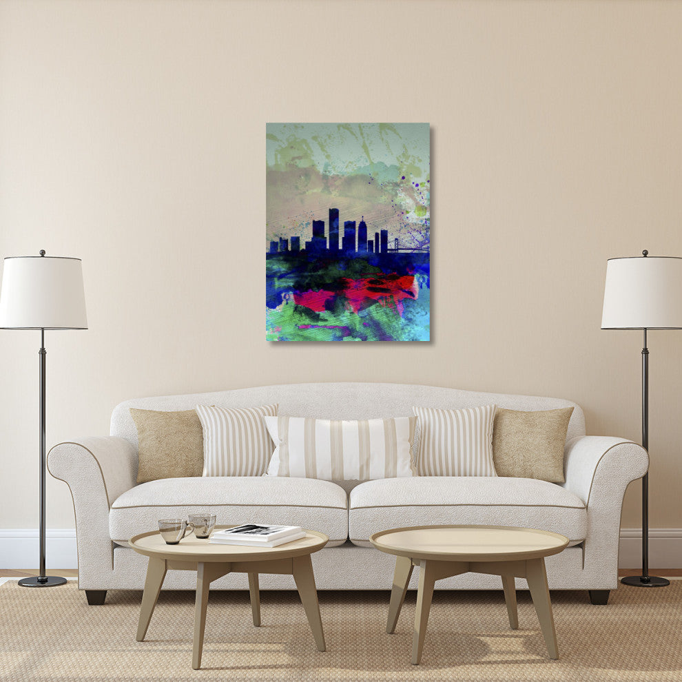 "Detroit Watercolor Skyline" Fine Art Print