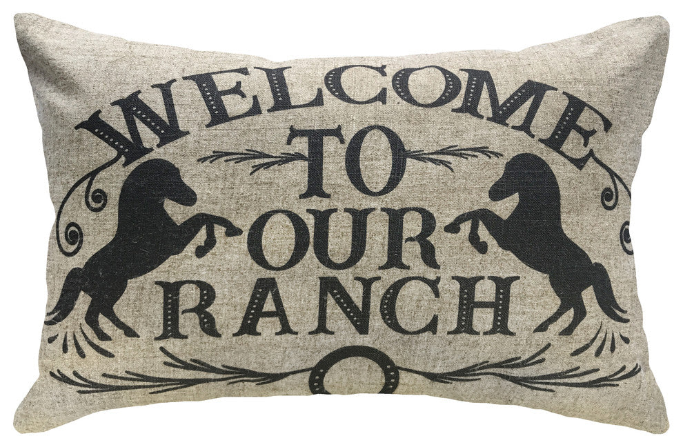 Welcome To Our Ranch Linen Pillow