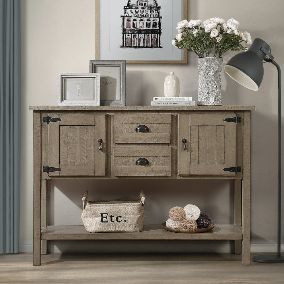 TATEUS 48'' Retro Style Dining Buffet Server Cabinet for Living Room and Kitchen, Rustic