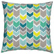 Yellow Teal Turquoise Gray Chevron Geometric Throw Pillow Velvet