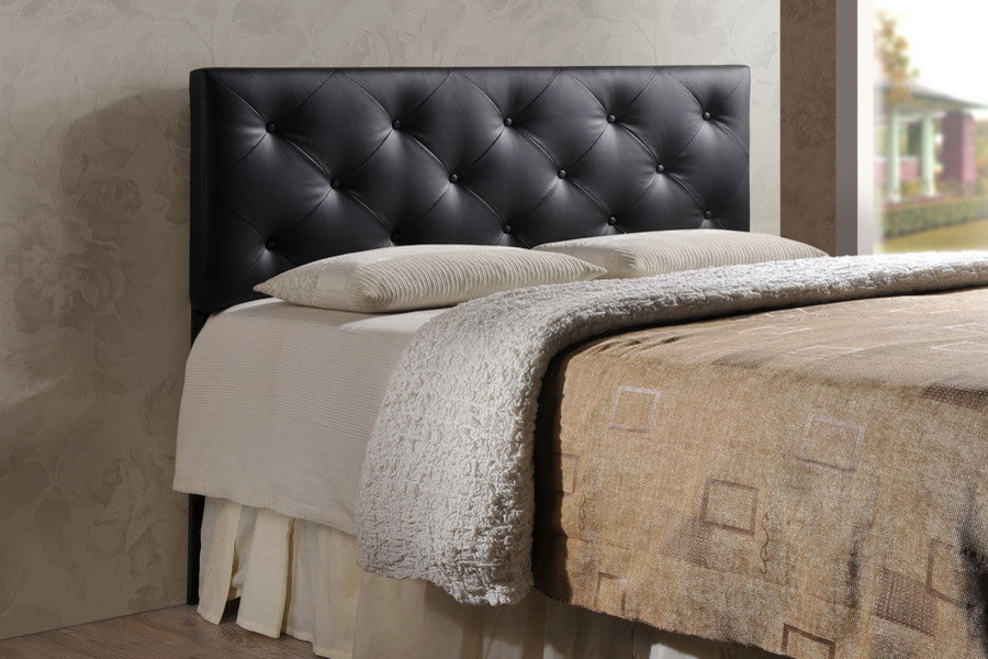 Baltimore Modern Queen Black Faux Leather Upholstered Headboard