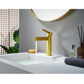 Stila Single Hole Single-Handle Bathroom Faucet, Brushed Gold